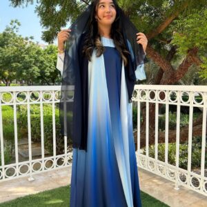 BLUE SILK OMBRÉ ABAYA