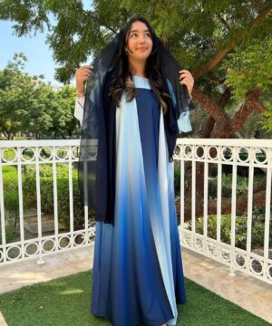BLUE SILK OMBRÉ ABAYA
